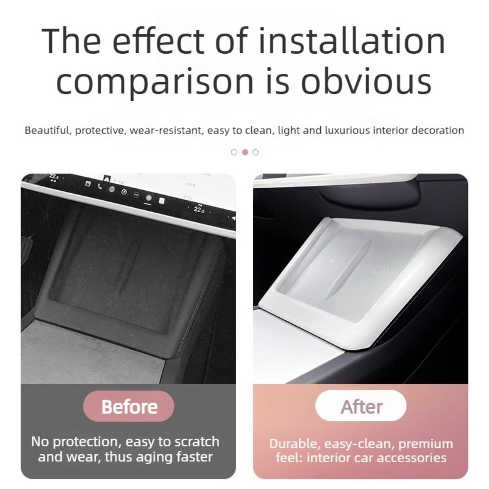 For Tesla Model Y Juniper 2025 Model 3 Highland Car Wireless Charging Silicone Pad Screen Protective Cover Center Panel Stickers