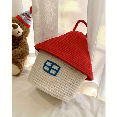 Креативная круглая корзина из веревки от бренда Small Versatile Storage Bin, натуральная, декоративная, идеально подходит для хранения игрушек, организации дома и кухни, корзины для полок