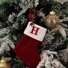 Haobei Red Knitted Christmas Stocking Ornament with Embroidered Lettering