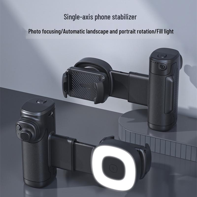 Bluetooth Single-Axis Camera Handle with Fill Light for Horizontal/Vertical Phone Photography & Selfies