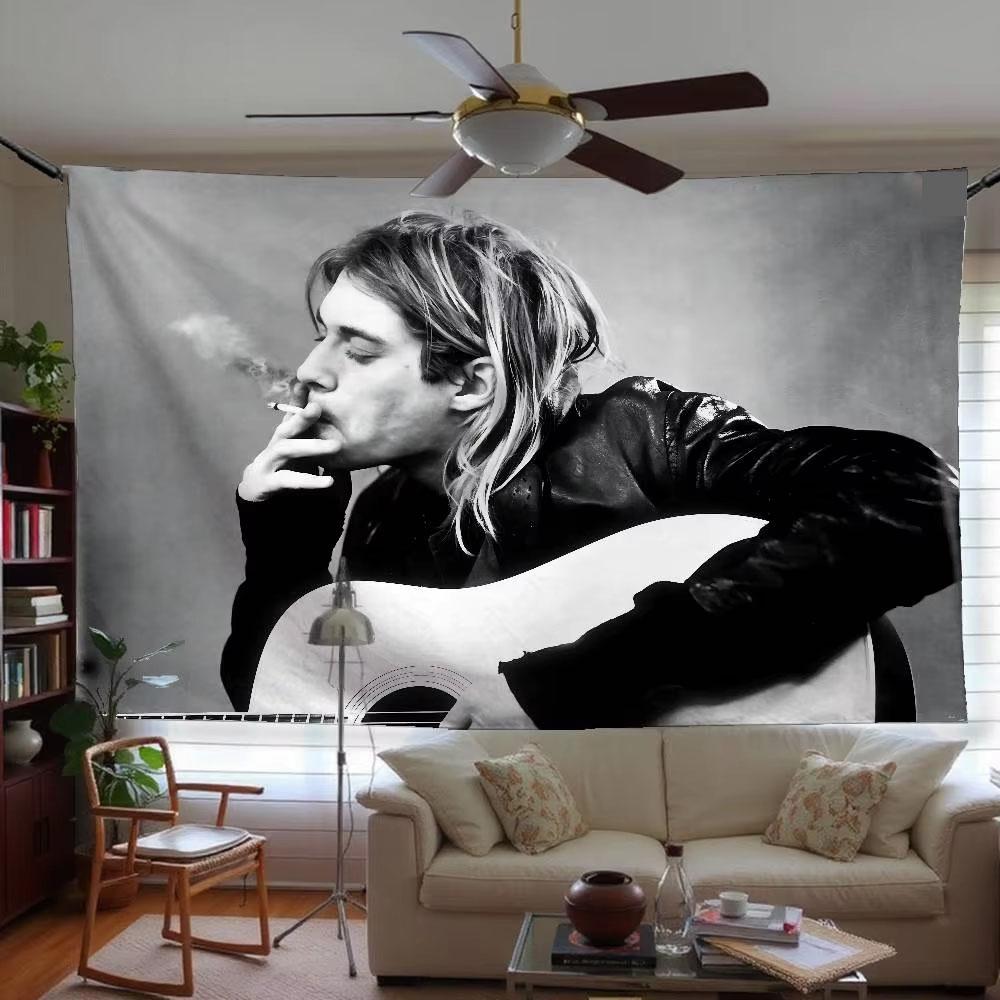 Флаг-гобелен KKurt CCobain Веселый Баннер Настенное Украшение для Студенческого Общежития Спальни Гостиной на Открытом Воздухе Декор для Вечеринки Плоская Печать