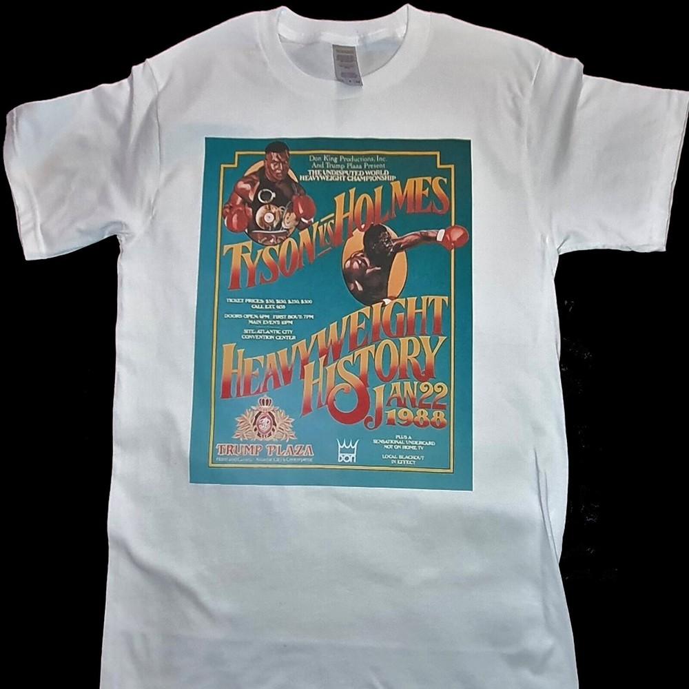 Mike Tyson Vs Larry Holmes 'Heavyweight History' fight poster White T-shirt size Unisex T-Shirt