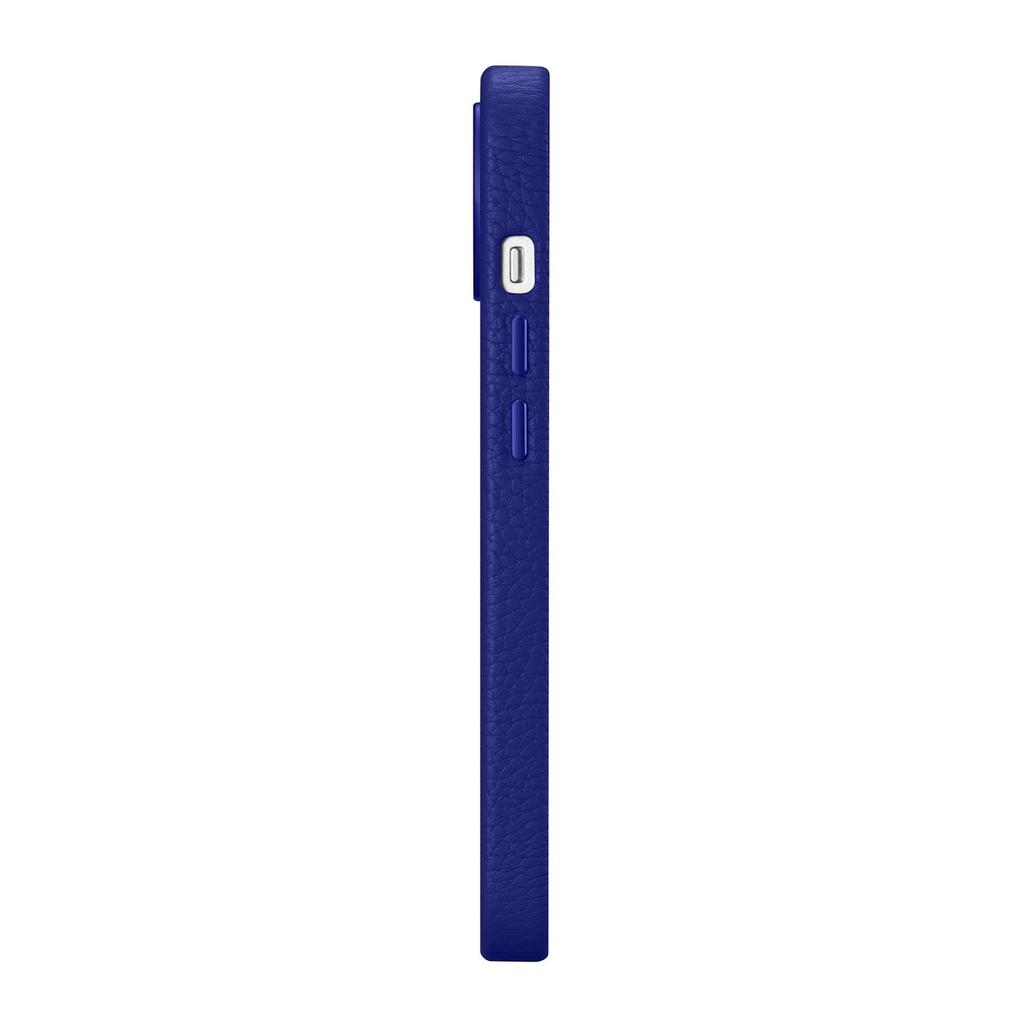 iPhone 14 Plus Magnetic Leather Case with MagSafe Litchi Premium Leather Case Navy Blue