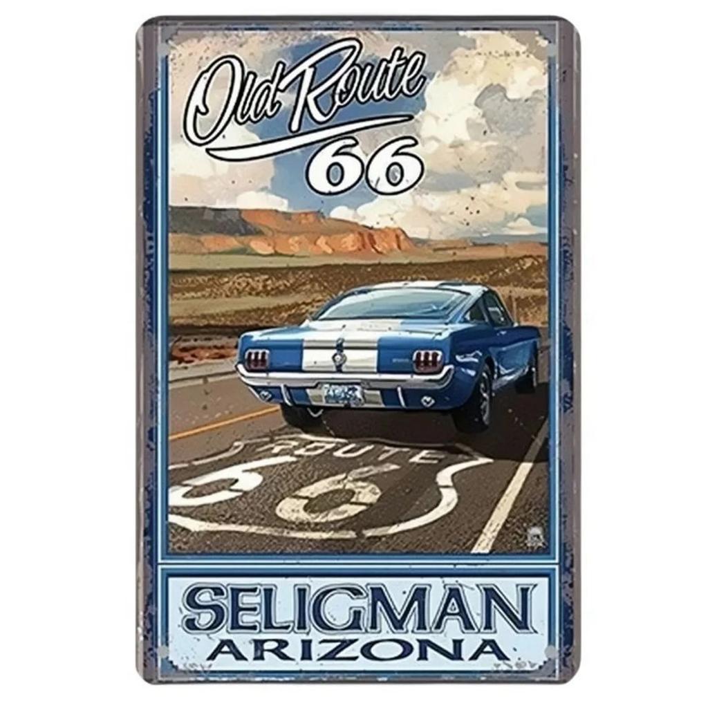 США Маршрут 66 Металлические таблички Настенный плакат Табличка Предупреждающий знак Винтажная железная картина Украшение для дома Кафе Гостиной Клуба Бара