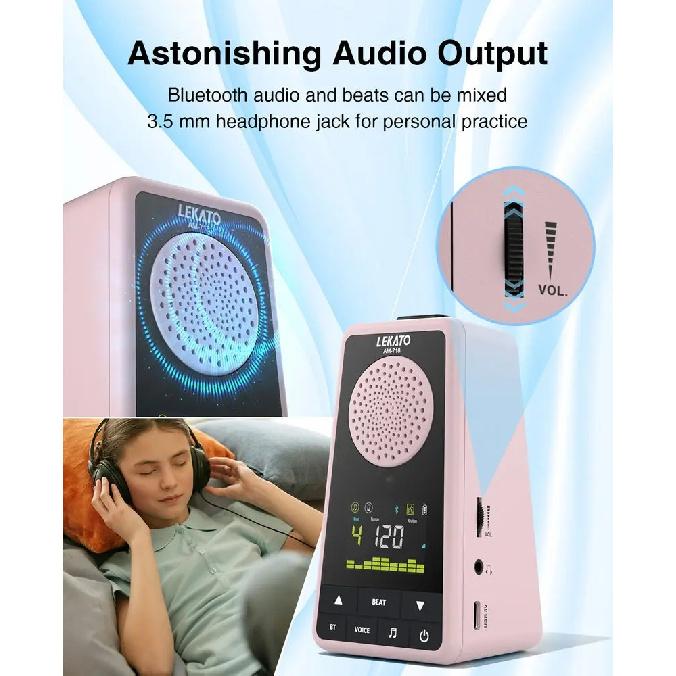 LEKATO Bluetooth Speaker Electronic Digital Metronome 2-in-1 Rechargeable