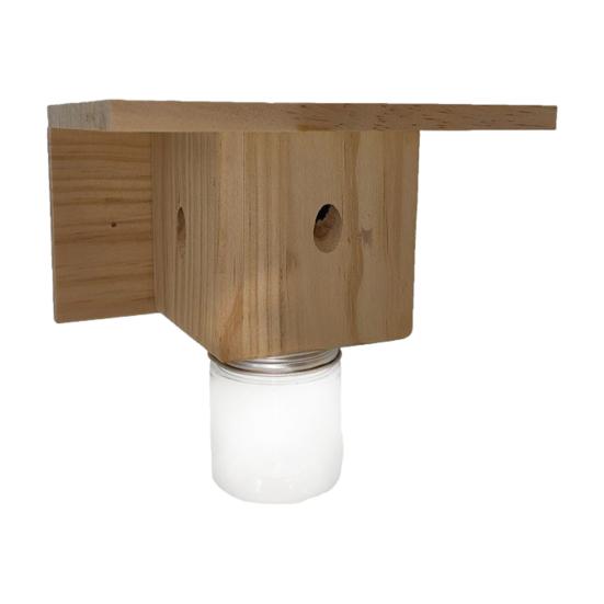 Wood House Carpenter Bee Trap with Clear Bottle Outside Natural Wood Boring Bee