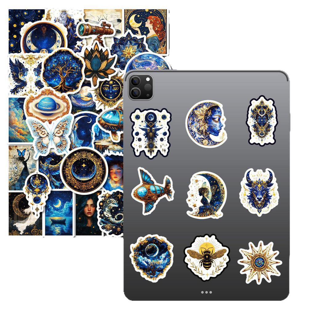 50 Personalized Black Starry Sky Universe Myth Graffiti Stickers DIY Trolley Suitcase Helmet Mobile Shell Refrigerator