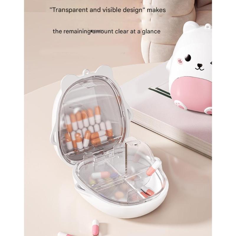 Cartoon Bear Mini Pills Case Portable Designs Easy To Carry In Pocket Or Bag For Travel Or Daily Use