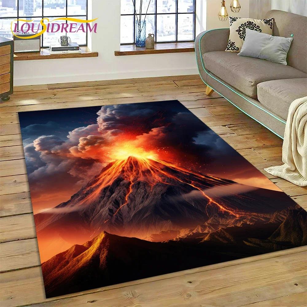 3D ковер с вулканом, лавой и магмой, ковер для спальни, гостиной, домашний диван, украшение, детская игра, большой декор, напольный коврик, нескользящий подарок
