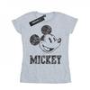 Женская/дамская футболка из хлопка с принтом Микки Мауса и кружевами