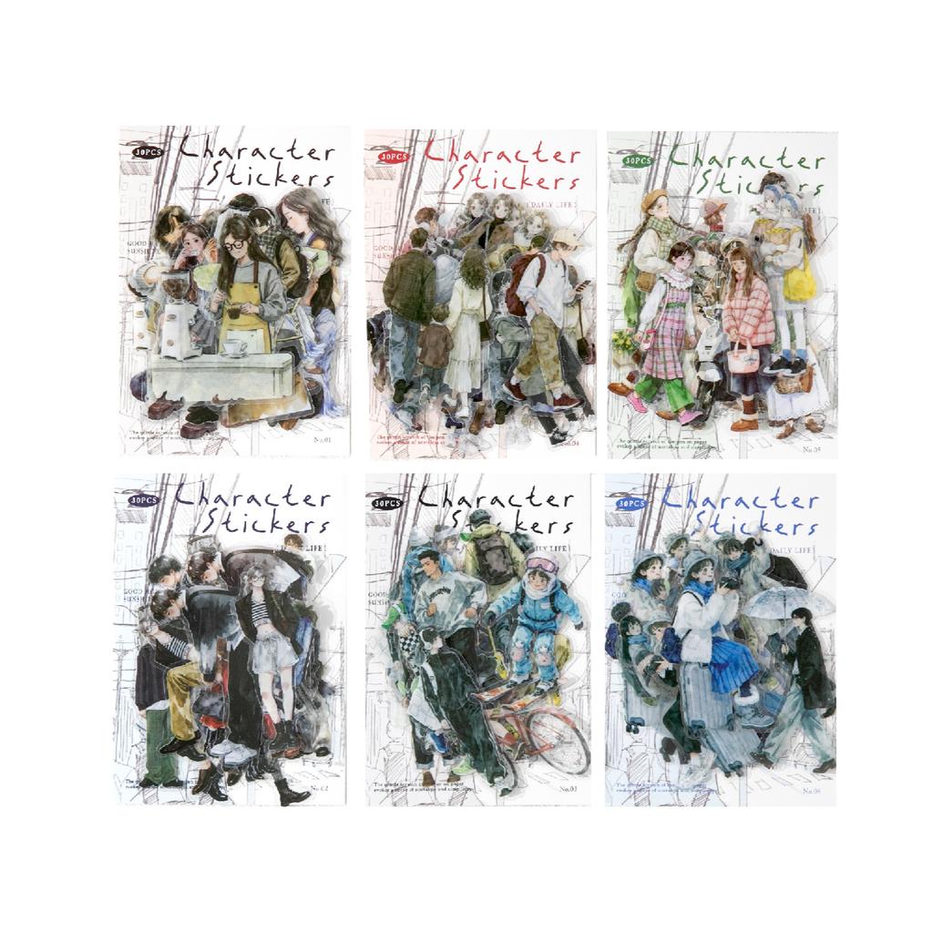 30pcs/1 lot Sticker pack Street corner pedestrian series character decoration collage materials