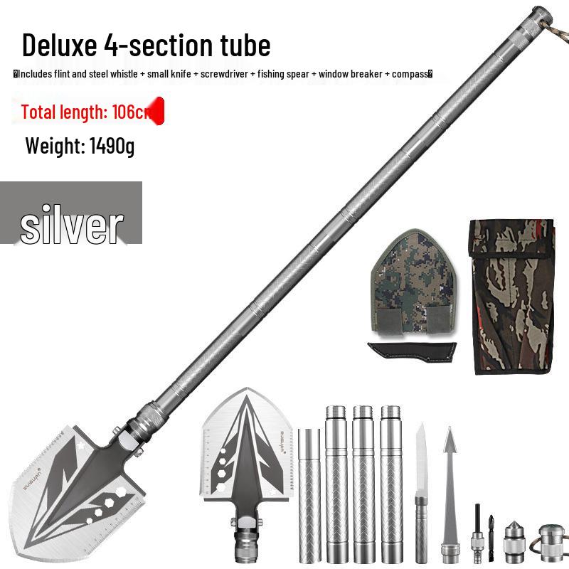 Многофункциональная складная лопата для улицы: Марганцевая сталь, Идеально подходит для кемпинга, рыбалки, внедорожного использования и задач, выполняемых с помощью транспортного средства