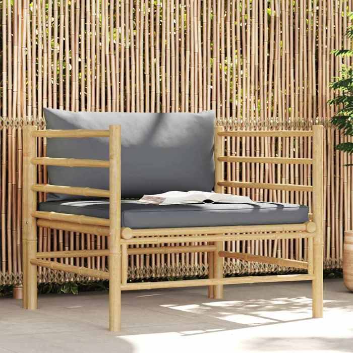 Maison Exclusive - Canapé de jardin avec coussins gris foncé Bambou