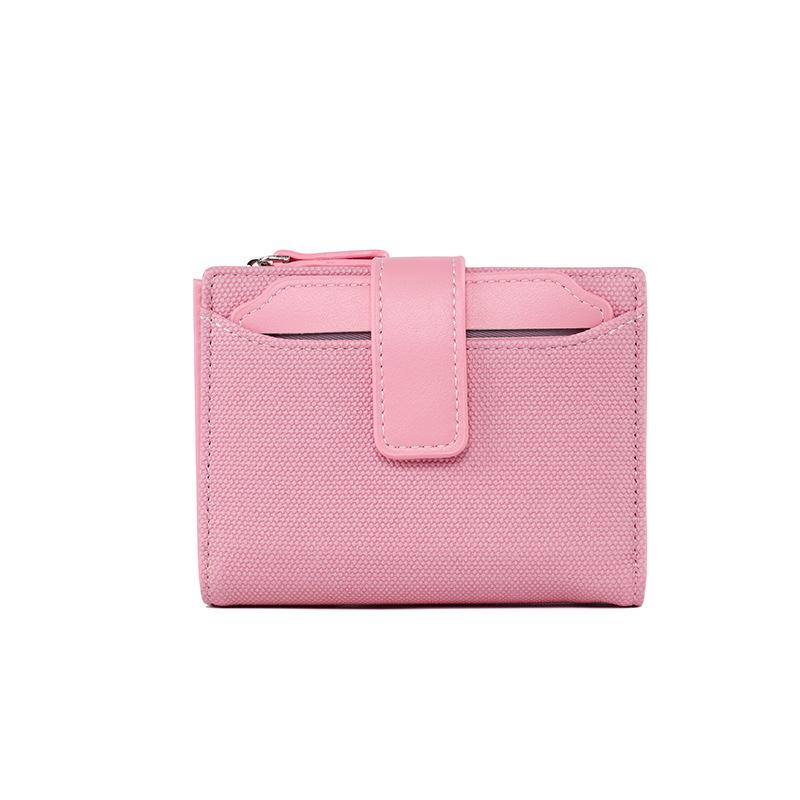 Fashionable Women's Folding Short Wallet PU Leather Zipper Coins Purses Solid Color Versatile Pouch Bag Card Holder