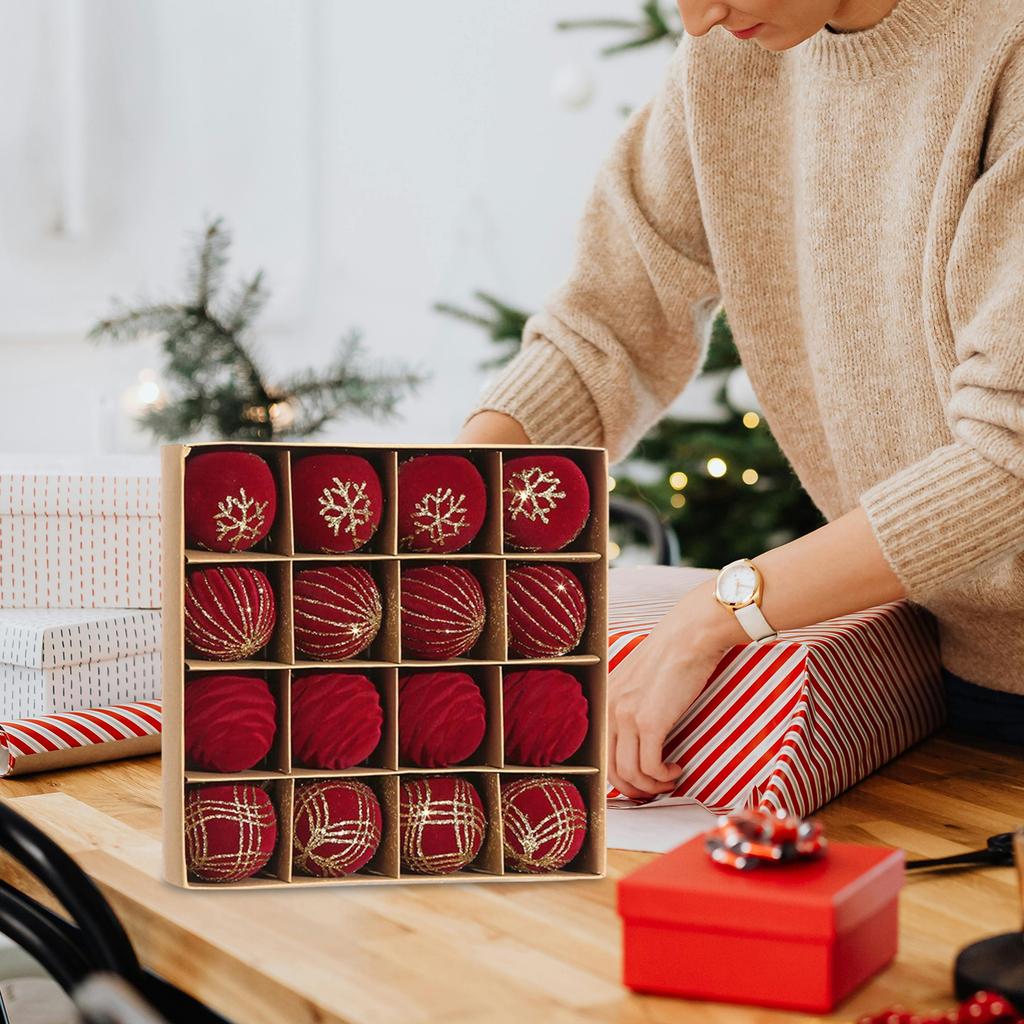 Набор флокированных рождественских шаров 6 см, Праздничное украшение, Оформление витрины, Шар-снежинка, Шар для рождественской елки