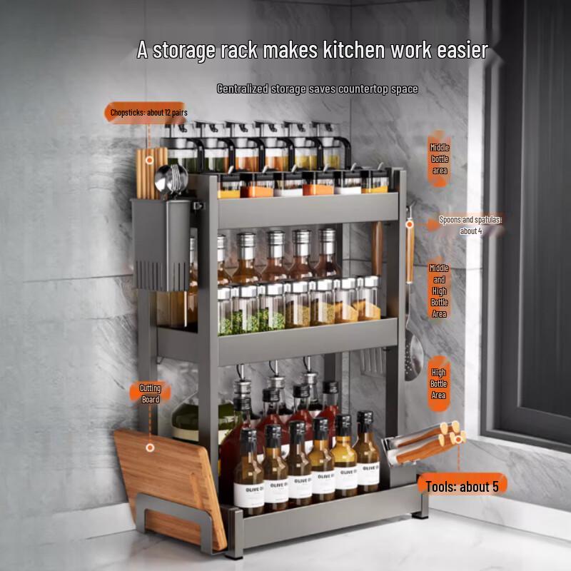 Modern 3-Tier Kitchen Seasoning Rack Organizer