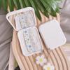 Blue Flower Flip-Top Folding Makeup Mirror Portable Pocket Mirror Women Rectangle Cosmetic Make Up Mirror With Comb