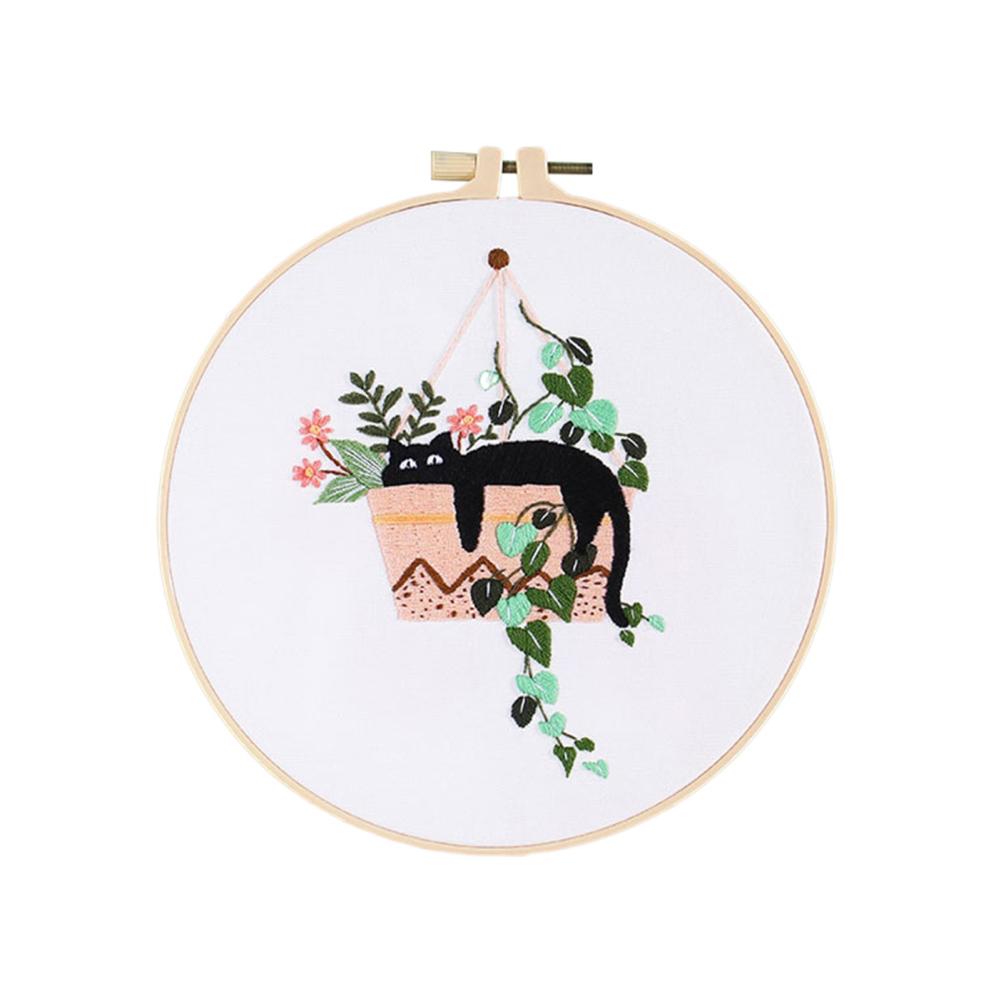 Набор для вышивки кошек своими руками с пяльцами, нитками, иглами, наборы для вышивки крестиком для начинающих любителей художественного творчества