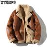 Winter Men's Fur One Padded Thickened Lapel Large Size Leather Coat Jacket