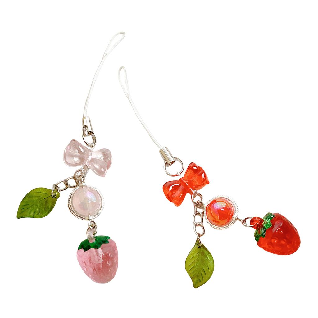 Подвеска для телефона в виде листа клубники. Игривый аксессуар для ремешка для телефона в виде листа клубники для модных пользователей.