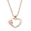 Hawaiian Jewelry Necklace Pendant Plumeria with Zirconia Heart Pink Gold Coating Jewelry [LocoMocoAloha] [Genuine]