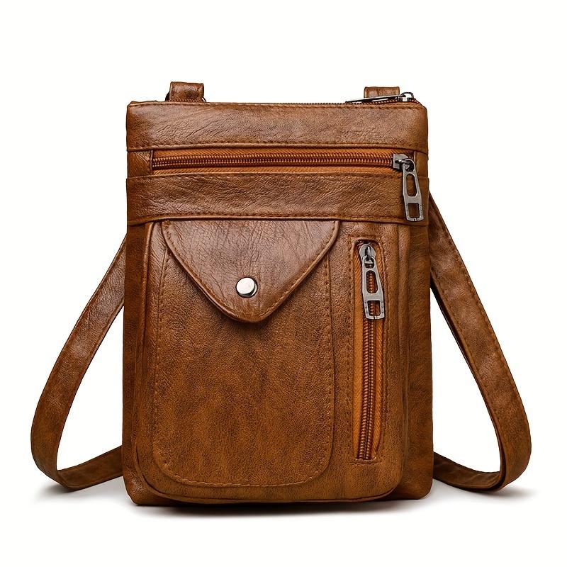 Fashion Mini Crossbody Bags for Women Chic Multi-Zipper Compartments Shoulder Bag Lined Everyday Purses Accessory