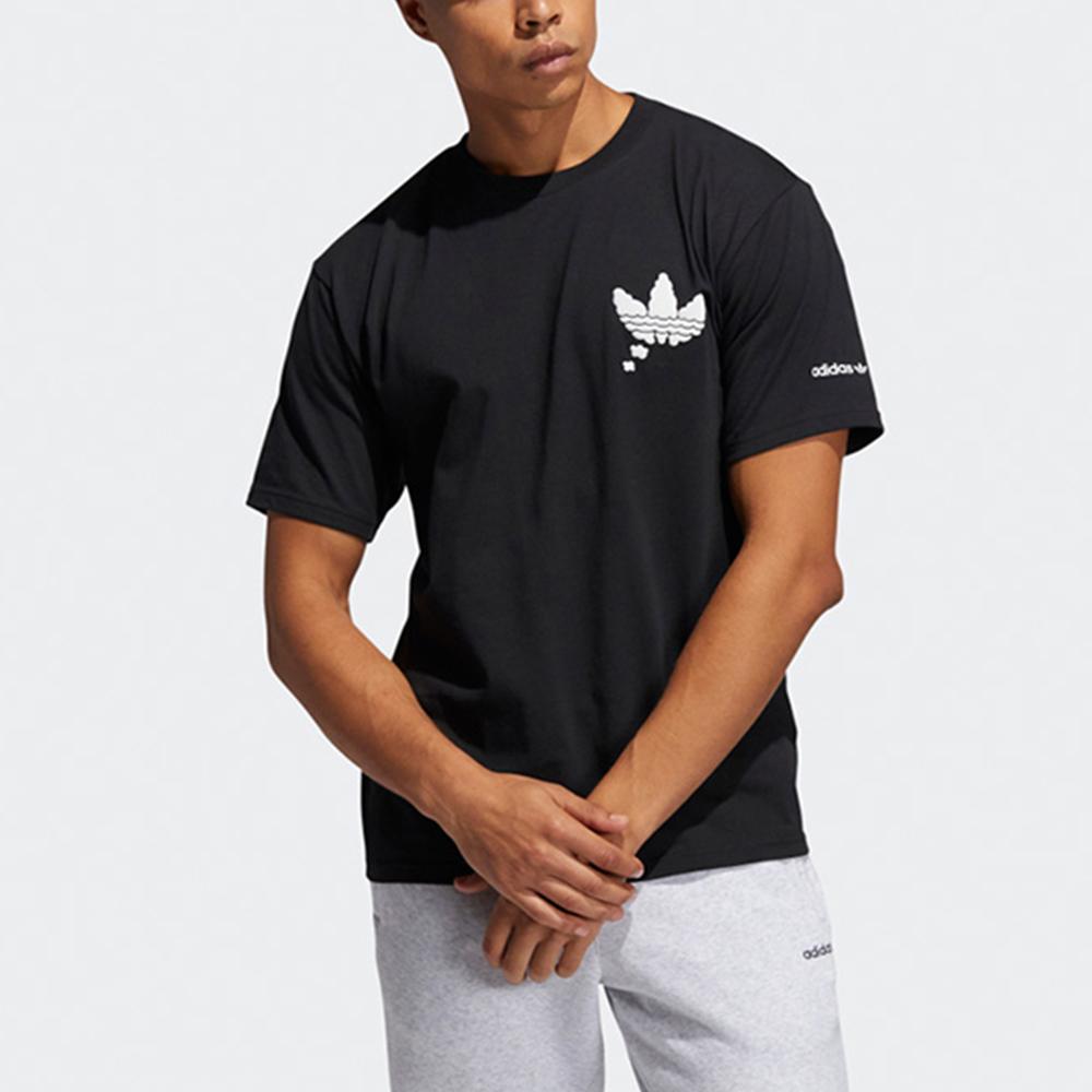 adidas Оригинальная спортивная футболка с коротким рукавом и принтом логотипа Trefoil Cloud, мужские топы черного цвета H16233