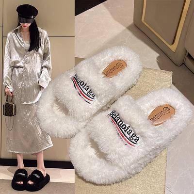 B's 2024 новые тапочки Mao Mao женские ленивые туфли повседневные домашние тапочки из хлопка овечья шерсть легкие