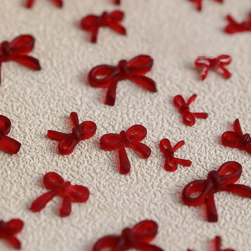 50 шт. винно-красный смоляной бант для ногтей, оптовый микс размера, 3D-лента, бант, мини-кавайные аксессуары для дизайна ногтей, милые украшения для ногтей своими руками