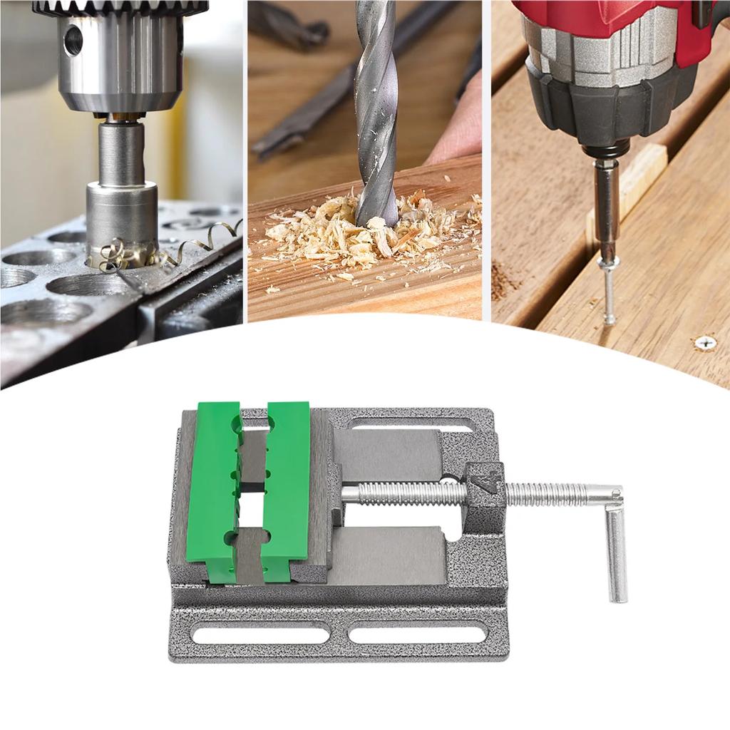 Drill Press Vise Metal Drill Press Vice Workbench Clamp with 2 Pieces Magnetic Multi Grooved Pads Set for Daily Working Supply