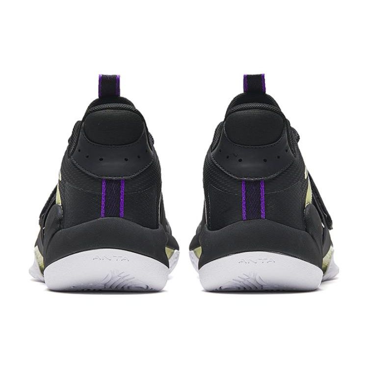 Anta Легкие противоскользящие прочные баскетбольные кроссовки средней высоты мужские кроссовки черные фиолетовые 912321603S-3