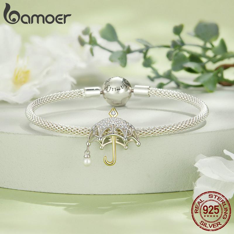 BAMOER из стерлингового серебра 925 пробы, бусины золотой серии, подвески в форме зонтика, подходят для оригинального серебряного браслета, женские украшения «сделай сам»