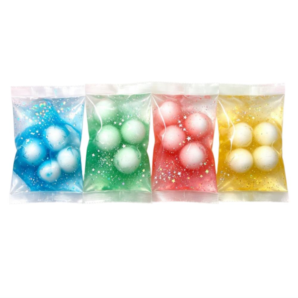 Handmade Sensory Dumpling Squishy 4 Balls Fidget Squeeze Bag Crispy Handmade Ball Desktop Gift