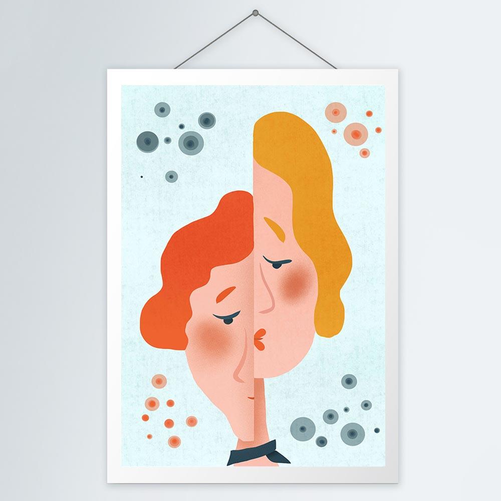 Nordic Figure Oil Painting Blonde Goddess Abstract Art Canvas Painting Living Room Corridor Office Home Decoration Mural No Frame