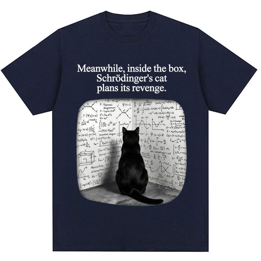 Schrodinger Cat Funny Physics Science Graphic T Shirts Unisex Unisex Vintage Fashion Short Sleeve Oversized Cotton Casual TShirts