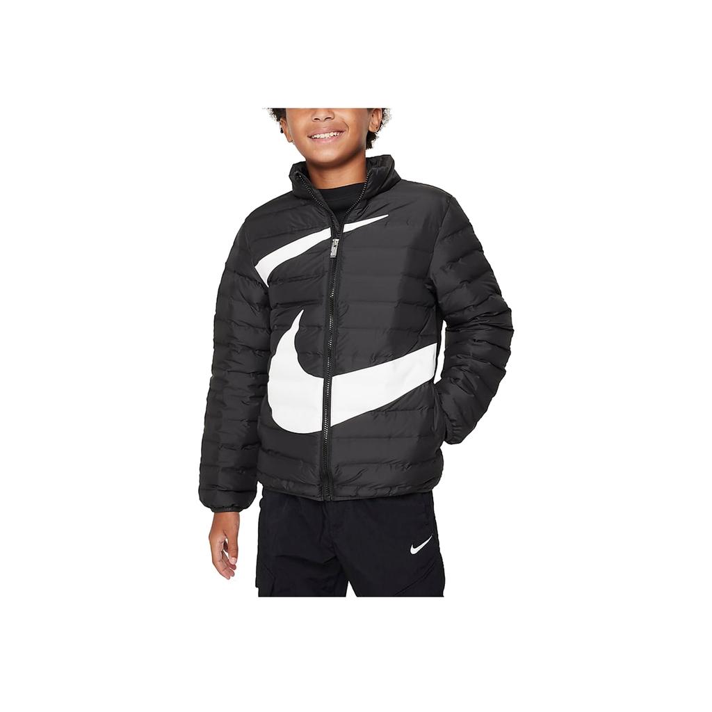 Nike Пуховик с большим логотипом на груди и воротником-стойкой, длинные рукава, детские куртки, черный цвет NY2342016GS-002