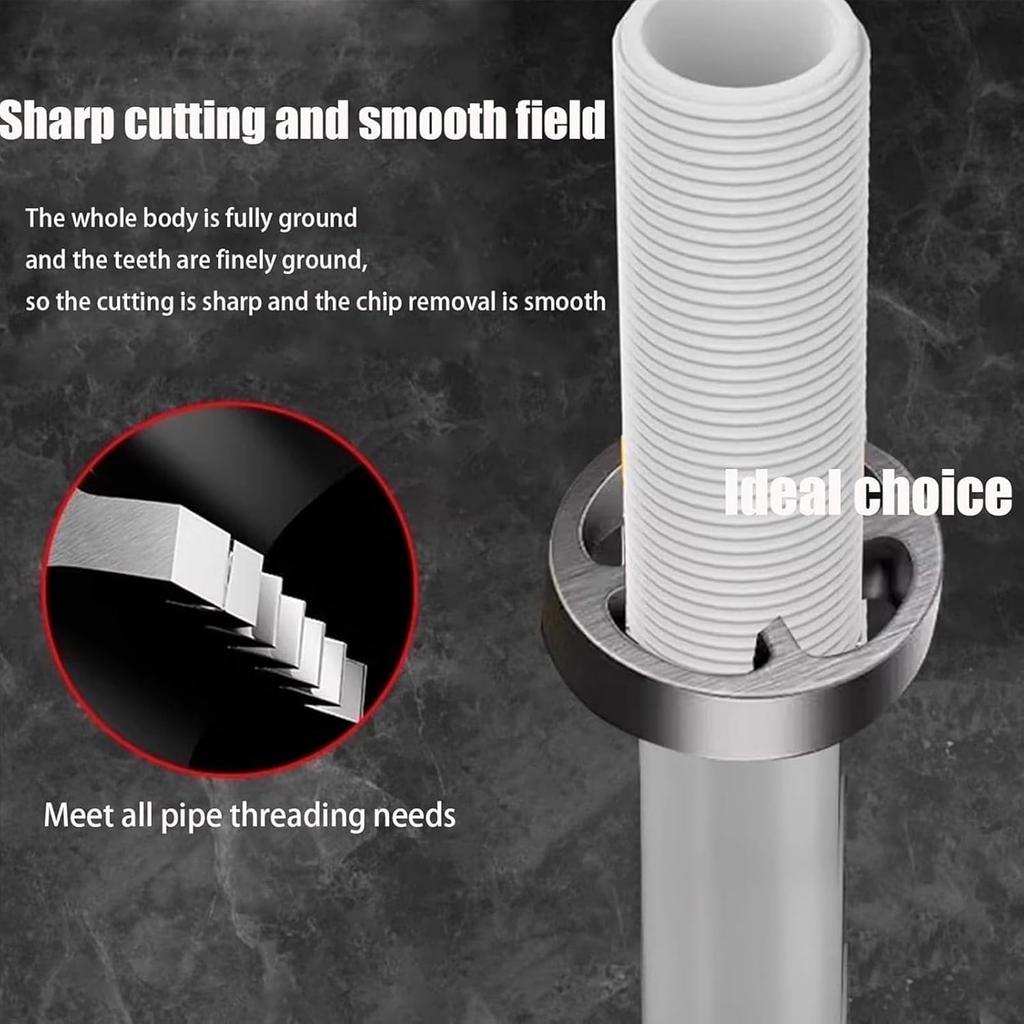 Комплект для нарезания резьбы для труб ПВХ, совместимый с электрической дрелью, плашки 1/2'' 3/4'' 1'', инструмент для нарезания внутренней и внешней резьбы для труб ПВХ, комплект для повторной нарезки резьбы для сантехники