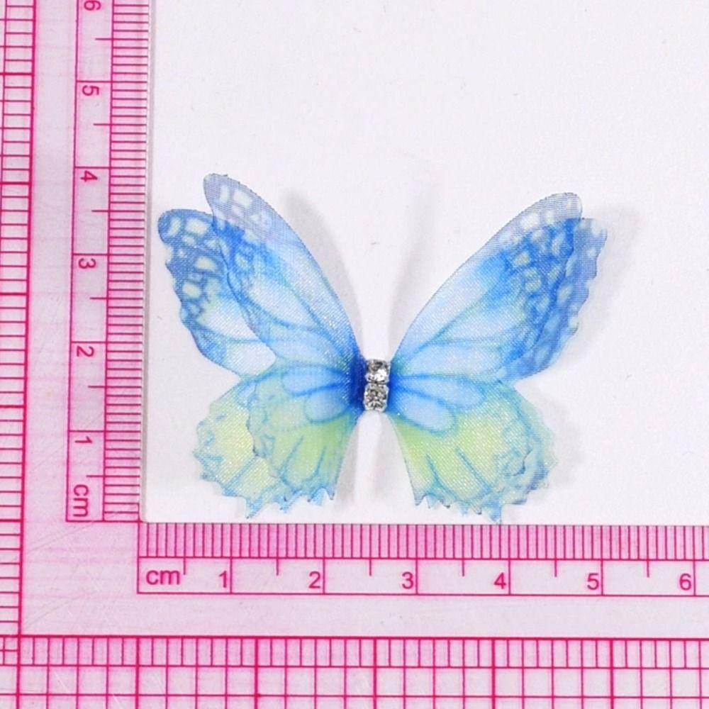 50 шт. двухслойные шифоновые вышитые бабочки-нашивки свадебные аксессуары для волос