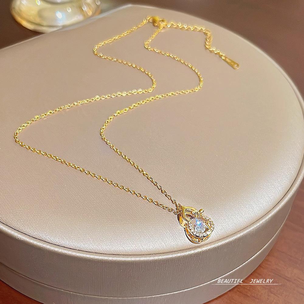 Ожерелье из титановой стали, женская счастливая тыква, ключичная цепочка, бьющееся сердце, простые и холодные разговоры о ветре, умный кулон, прилив