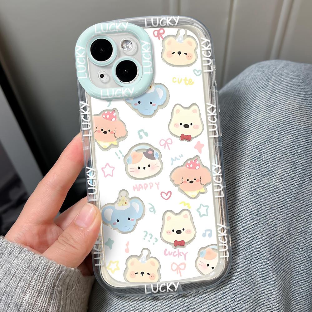 Mobile Phone Cases for iPhone 11 13 XR 15 Pro Max 12 14 Pro Max Case iPhone 16 7 Plus 8 Plus XS Max Cartoon Pattern Anti-drop Protection Shockproof