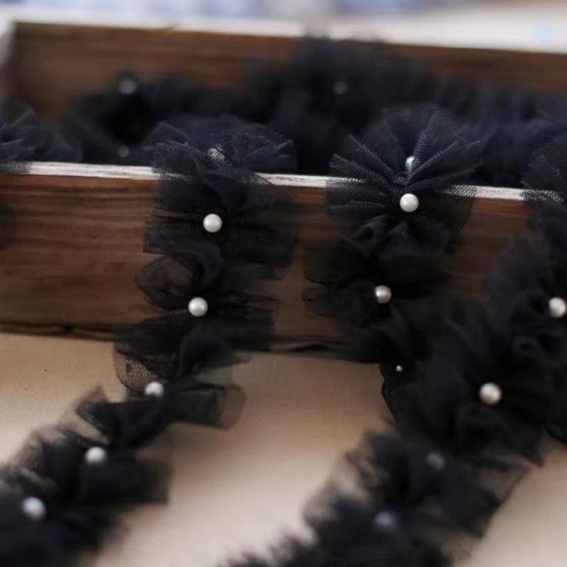 Best center nail bead pleated fluffy Felt photo frame lace dress skirt shoulder strap Tie bag Quiet book sewing material Ribbon