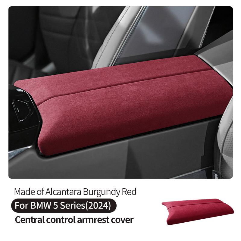 Car Armrest Mat Center Console Suede Carsuede Auto Armrests Pad for BMW 5 Series I5 G60 2024 Car Accessories Made of Alcantara