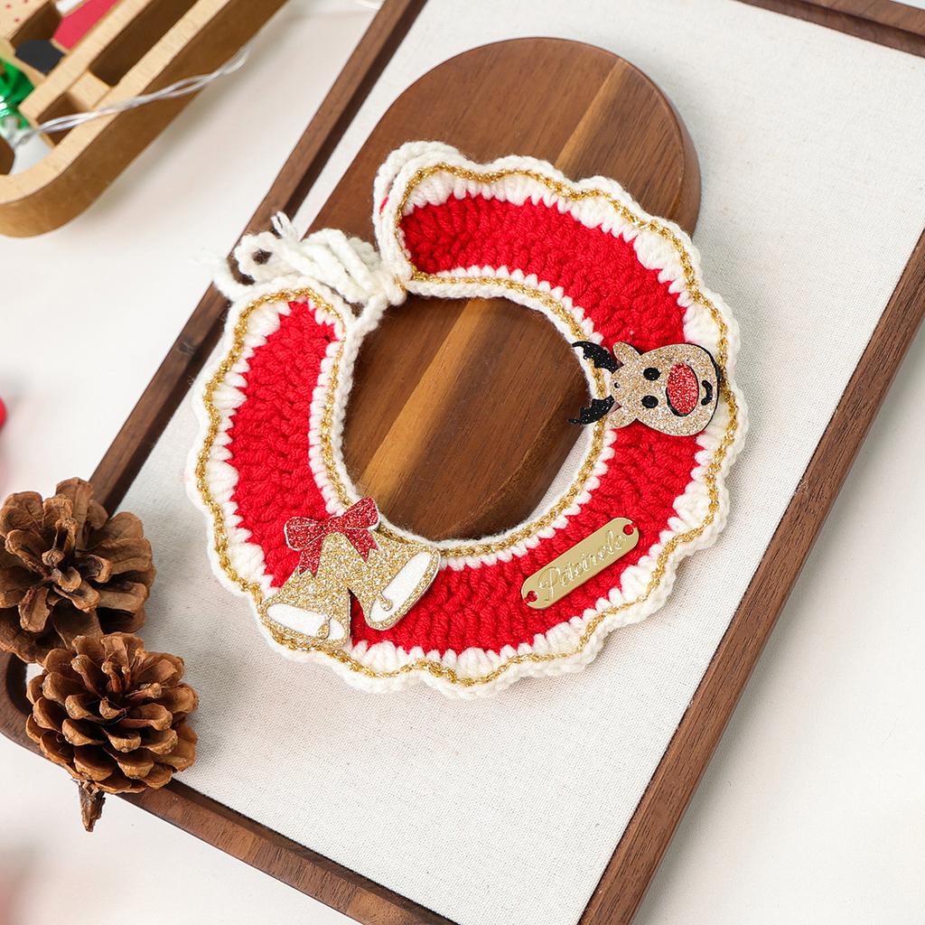 Pet Supplies Bib Hand Crocheted Snood Christmas Day Dog Cat Gold Label Saliva Towel Bib Collection