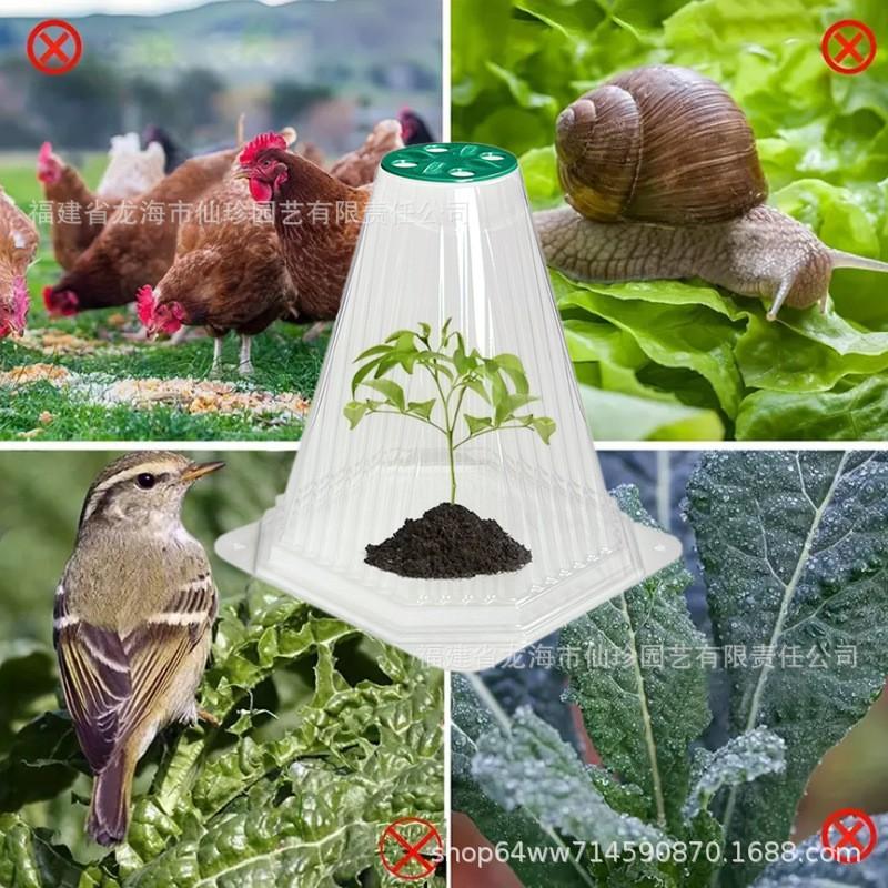 10PC Cone-shaped Plastic Transparent Cover With Adjustable Ventilation For Seedlings To Against Wind And Cold And Keep Warm
