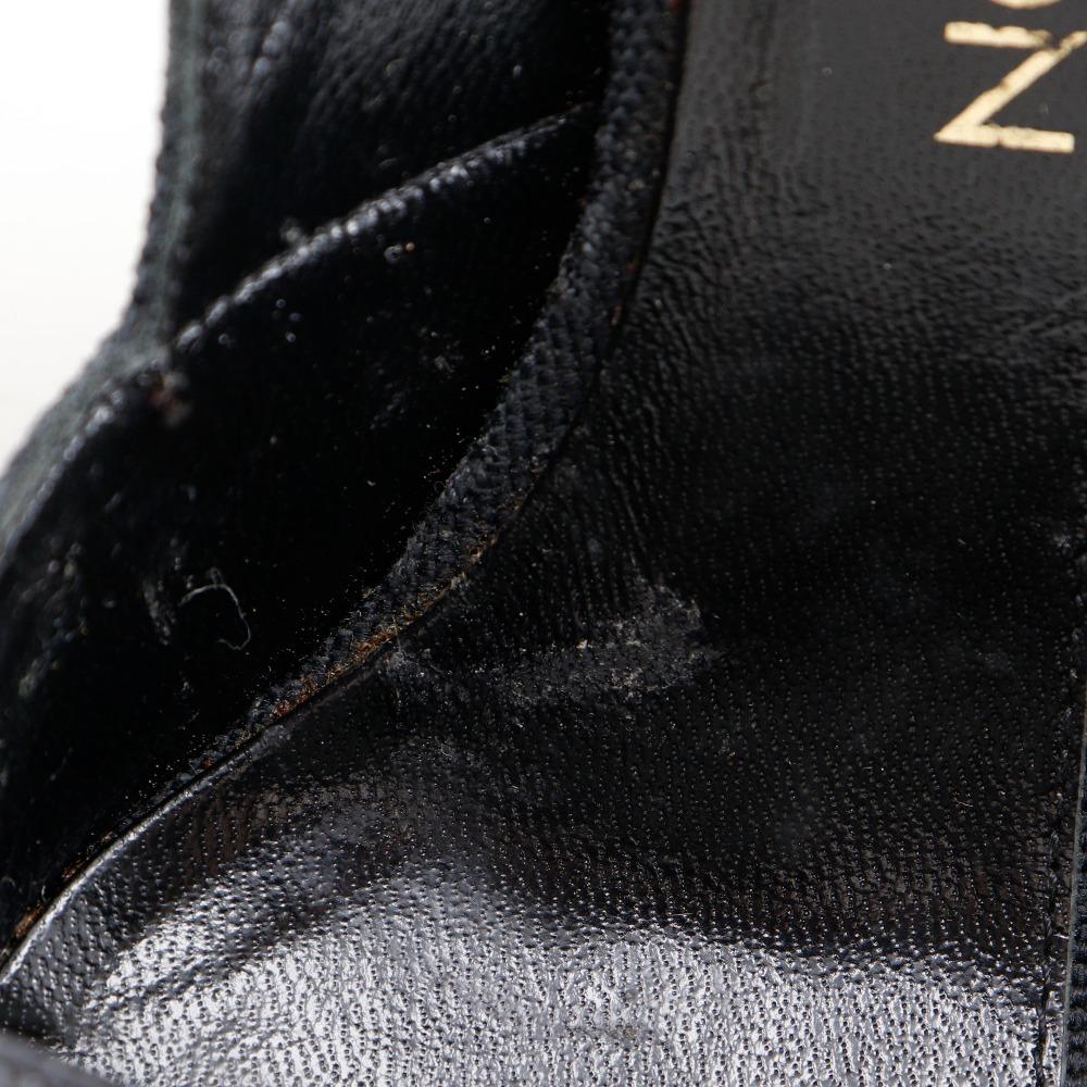 LOUIS VUITTON Heel pumps Monogram Strap sandals black canvas/leather Women Used