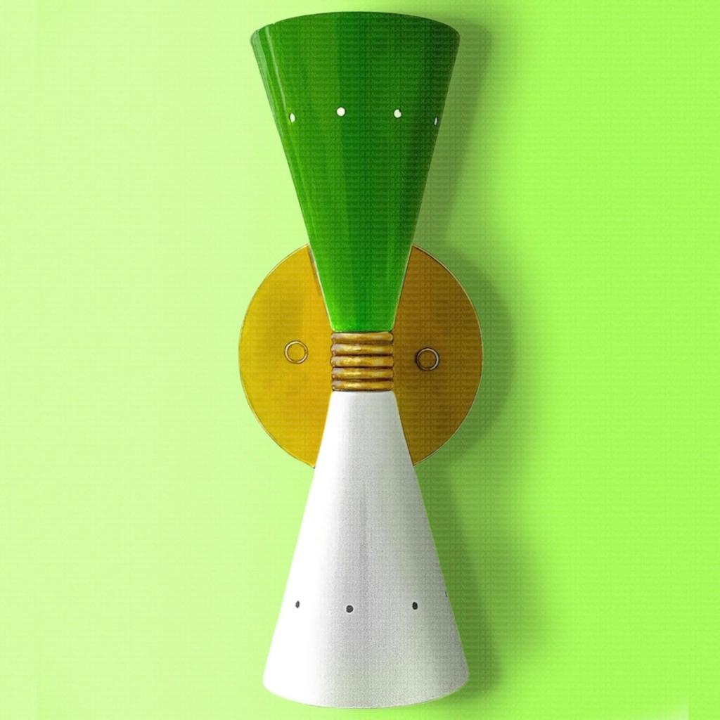 Mid Century Wall Light Stilnovo Style Brass Sconce Monolith Fixture, Handmade Italian Style Modern Sconces