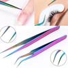 Curved Straight  Stainless Steel False Eyelashes Clip Applicator Eye Lashes Tweezer Extension Tools