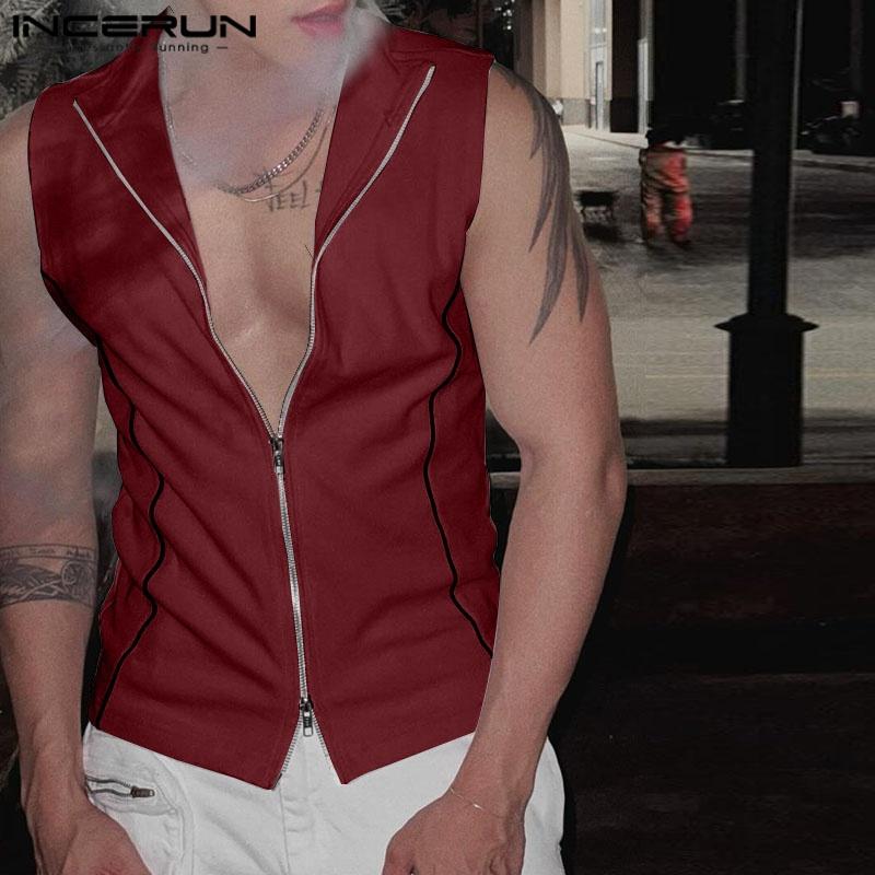 INCERUN Летние мужские повседневные облегающие майки без рукавов с вышивкой футболки