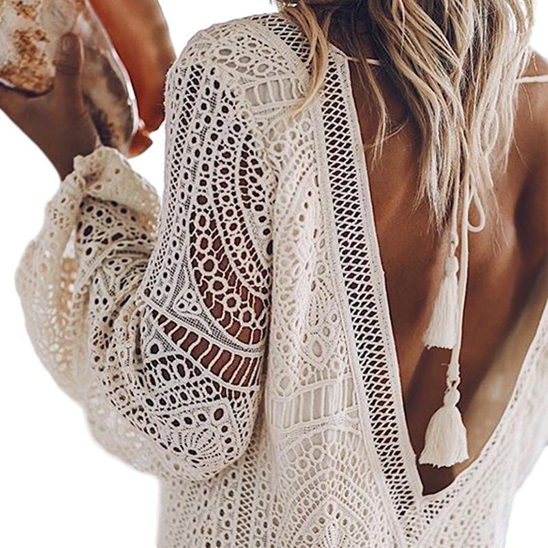 Женский купальный костюм, купальник-бикини, купальный костюм, вязаный крючком халат, пляжная накидка