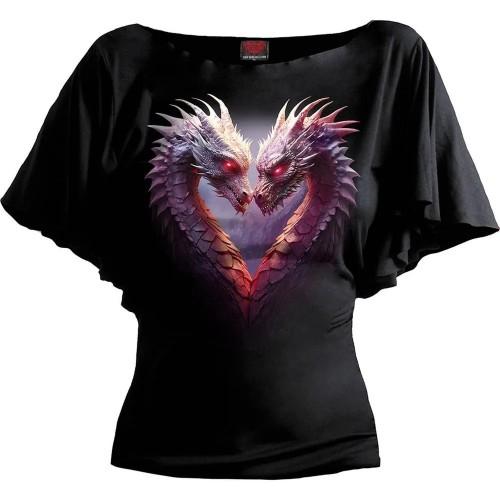 Spiral Direct Women/Ladies Heart Of Dragons Boat Neck Batwing Top